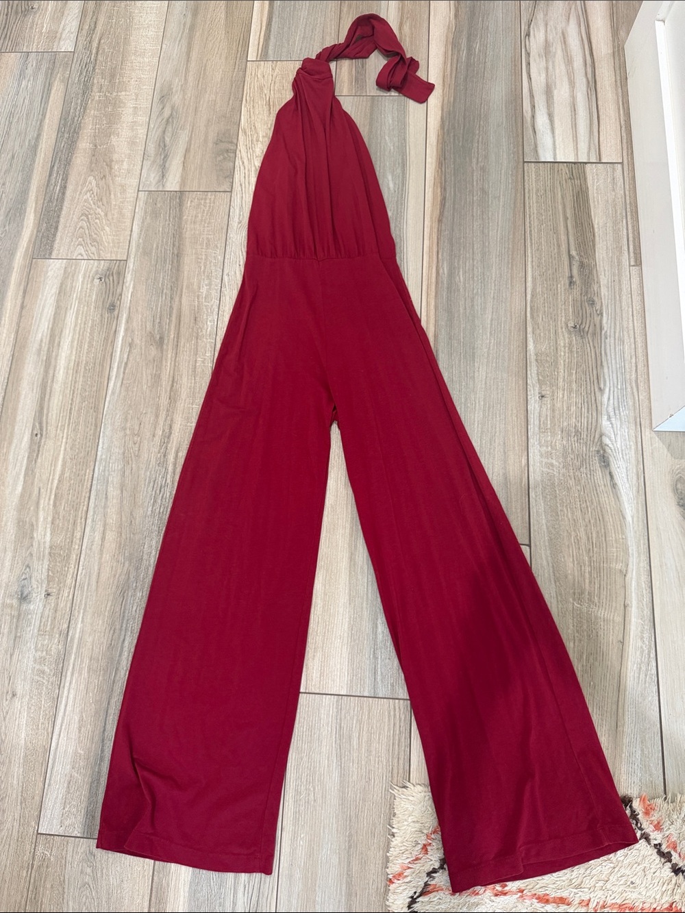 NWT Red Halter Wide-Leg Jumpsuit